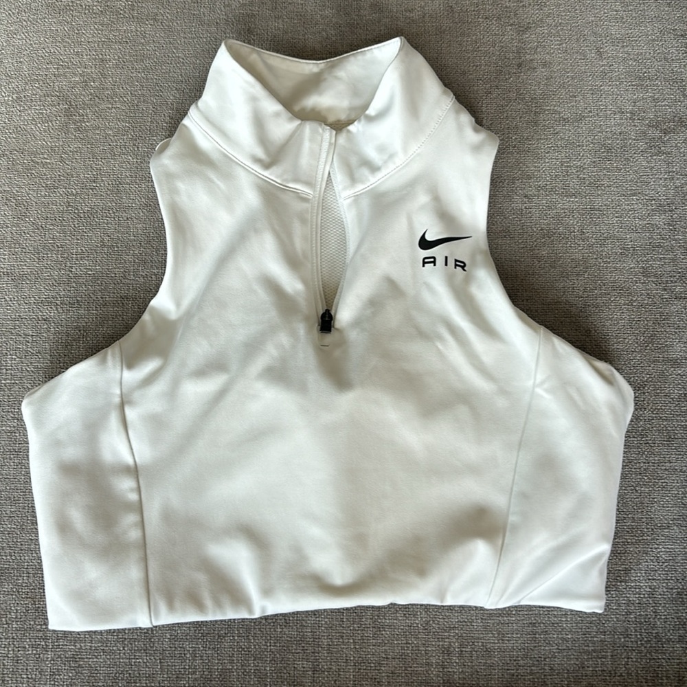 Nike Dri-Fit Collared Sports Bra, White, Medium